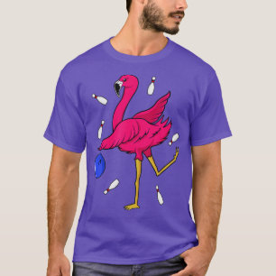 Funny Bowling Player Flamingo Cool Tropical Pink B T-Shirt