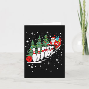 Funny Bowling Player Xmas Lights Santa Bowling Chr Card