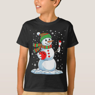 Funny Bowling Player Xmas Lights Snow Bowling Chri T-Shirt