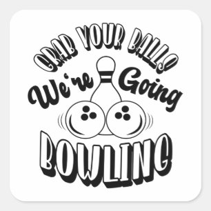 Funny Bowling Print Square Sticker