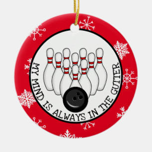 Funny Bowling Pun Christmas   Ceramic Tree Decoration