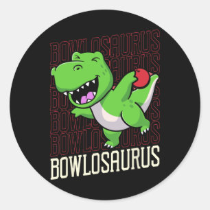 Funny Bowling Pun T-rex Dinosaur Bowlosaurus 1 Classic Round Sticker