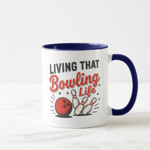 Funny Bowling Saying Ball And Pins Retro Style Mug