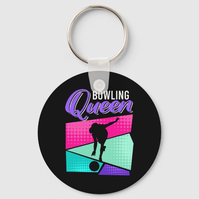 Funny Bowling Saying Bowling Queen Women Bowler  Key Ring (Front)