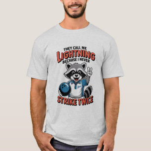 Funny Bowling Saying Lightning Strike Twice Humour T-Shirt