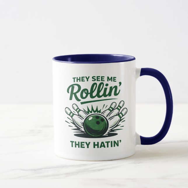 Funny Bowling Saying Retro Bowler Pins And Balls  Mug (Right)