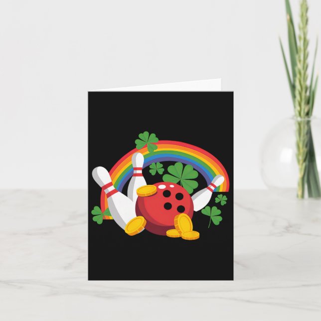 Funny Bowling Shamrock Leprechaun St Patrick's Day Card (Front)