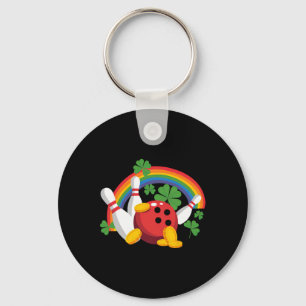 Funny Bowling Shamrock Leprechaun St Patrick's Day Key Ring