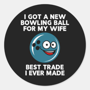 Funny Bowling Shirt For Husnd Dad Grandpa  Classic Round Sticker