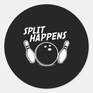 Funny Bowling Shirt Split Happens Classic Round Sticker