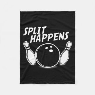 Funny Bowling Shirt Split Happens  Fleece Blanket