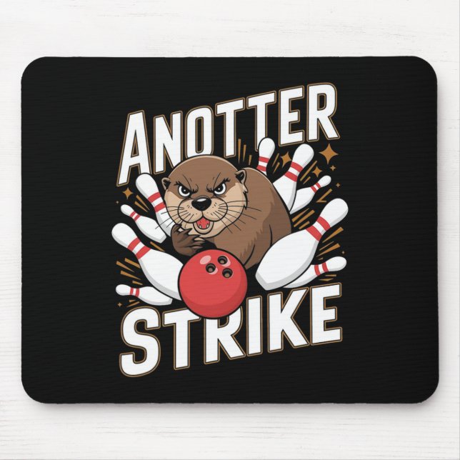 Funny Bowling Strike Pun - Anotter Strike Otter  Mouse Mat (Front)