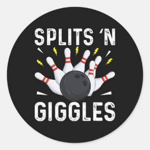 Funny Bowling Team Splits n Giggles 1  Classic Round Sticker