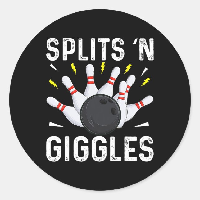 Funny Bowling Team Splits n Giggles 1  Classic Round Sticker (Front)
