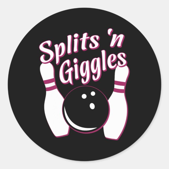 Funny Bowling Team Splits n Giggles  Classic Round Sticker (Front)