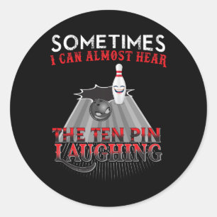 Funny Bowling Ten Pin Design Classic Round Sticker