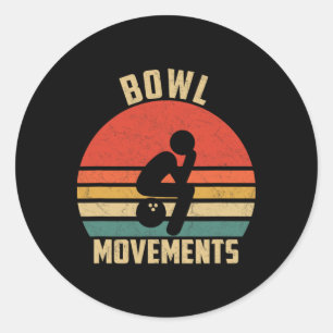 Funny Bowling Vintage Retro Bowl Movements Bowlers Classic Round Sticker