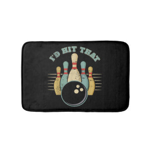 Funny Bowling Vintage T-Shirt I'd Hit That Funny T Bath Mat