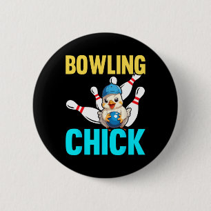 Funny Bowling Women Cute Bowling Chick Sports Athl 6 Cm Round Badge