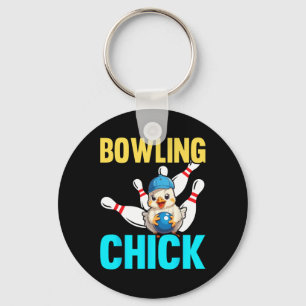 Funny Bowling Women Cute Bowling Chick Sports Athl Key Ring