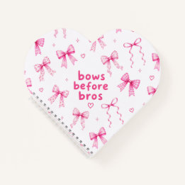 Funny Bows Before Bros Cute Coquette Pink Ribbon  Notebook