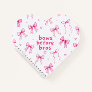 Funny Bows Before Bros Cute Coquette Pink Ribbon Notebook