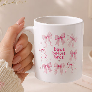 Funny Bows Before Bros Cute Pink Coquette Gift Coffee Mug