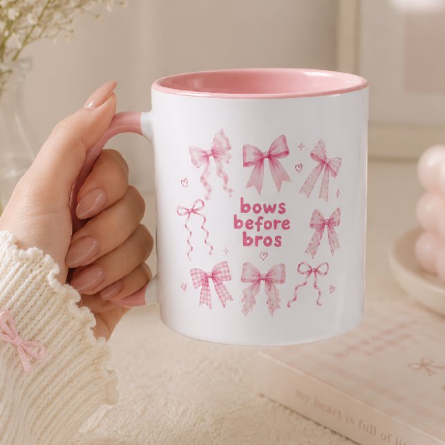 Funny Bows Before Bros Cute Pink Coquette Gift Mug (Creator Uploaded)