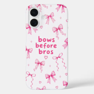 Funny Bows Before Bros Cute Pink Ribbon Gift iPhone 16 Case