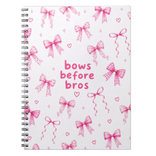 Funny Bows Before Bros Pink Ribbon Coquette Gift Notebook