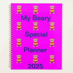 Funny Bowtie Bear on Pink  Planner
