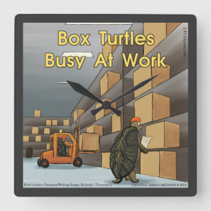 Funny Box Turtle Square Wall Clock