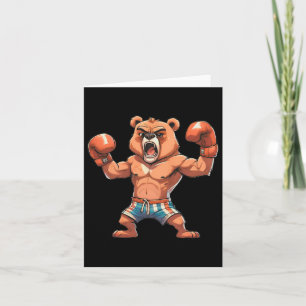 Funny Boxer Bear Boxing Player Tournament Gift Men Card