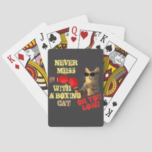 Funny Boxer Cat   Cute Cat Lovers Keepsake  Playing Cards