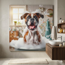 Funny Boxer Dog and Bubbles