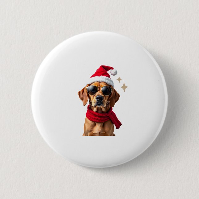 Funny Boxer Dog Christmas Lights Xmas Outfit Pajam 6 Cm Round Badge (Front)