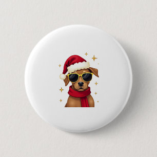 Funny Boxer Dog Christmas Lights Xmas Outfit Pajam 6 Cm Round Badge