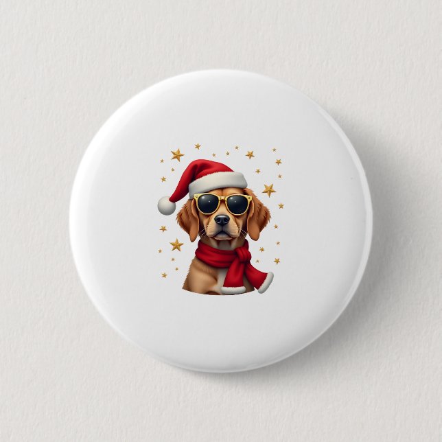 Funny Boxer Dog Christmas Lights Xmas Outfit Pajam 6 Cm Round Badge (Front)