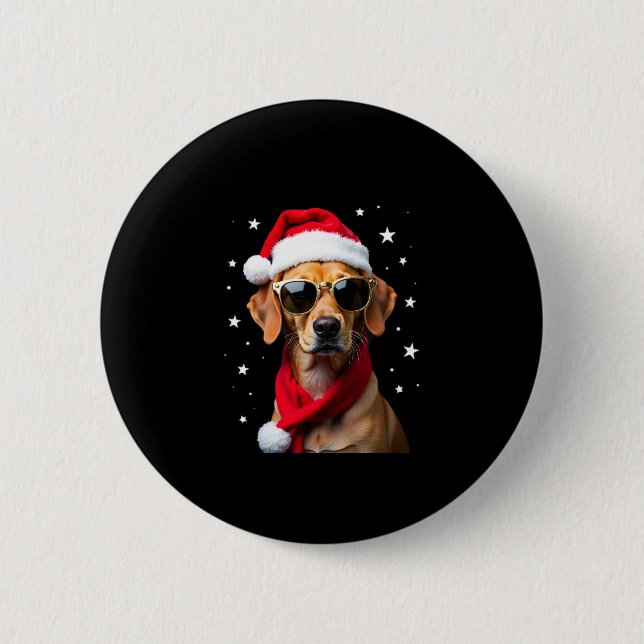 Funny Boxer Dog Christmas Lights Xmas Outfit Pajam 6 Cm Round Badge (Front)