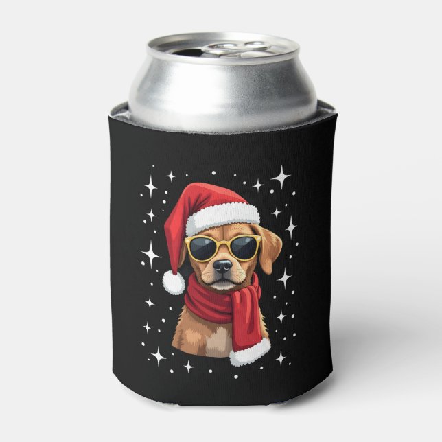 Funny Boxer Dog Christmas Lights Xmas Outfit Pajam Can Cooler (Can Front)