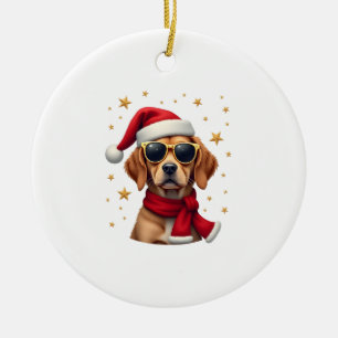 Funny Boxer Dog Christmas Lights Xmas Outfit Pajam Ceramic Tree Decoration