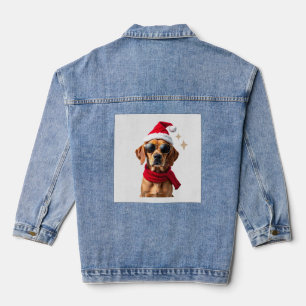 Funny Boxer Dog Christmas Lights Xmas Outfit Pajam Denim Jacket