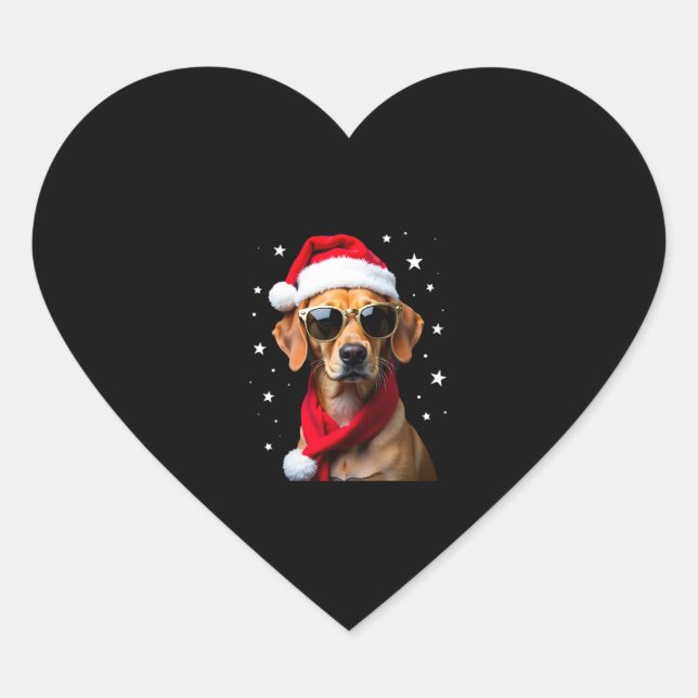 Funny Boxer Dog Christmas Lights Xmas Outfit Pajam Heart Sticker (Front)