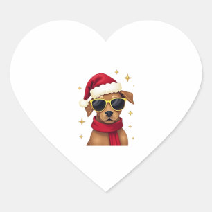Funny Boxer Dog Christmas Lights Xmas Outfit Pajam Heart Sticker