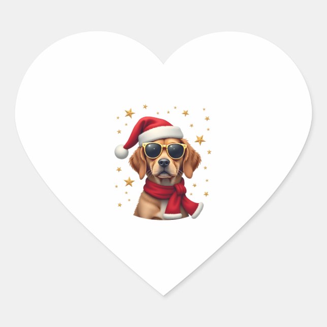 Funny Boxer Dog Christmas Lights Xmas Outfit Pajam Heart Sticker (Front)
