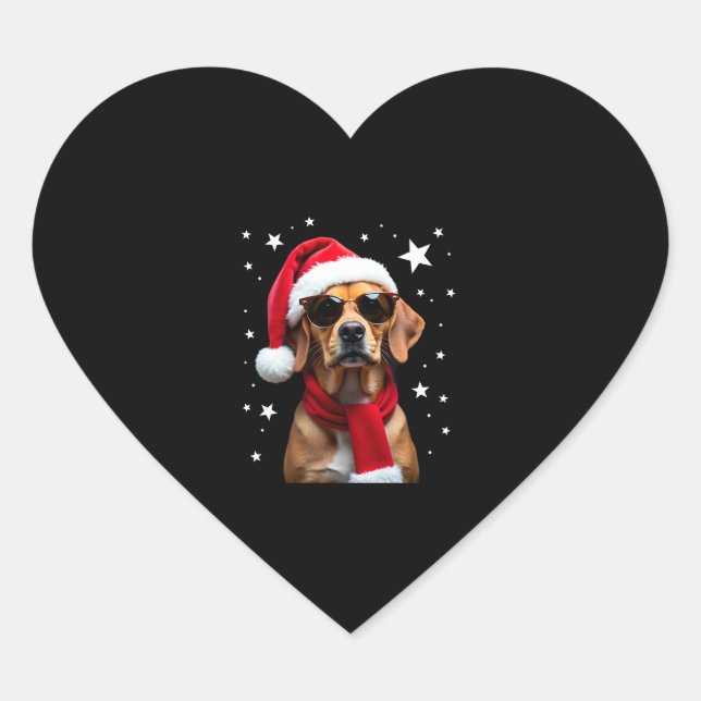 Funny Boxer Dog Christmas Lights Xmas Outfit Pajam Heart Sticker (Front)