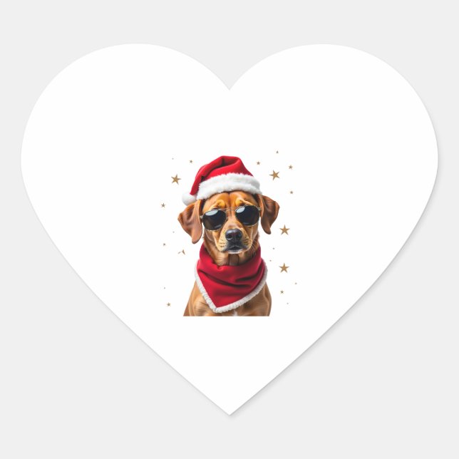 Funny Boxer Dog Christmas Lights Xmas Outfit Pajam Heart Sticker (Front)