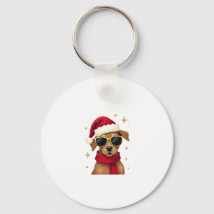 Funny Boxer Dog Christmas Lights Xmas Outfit Pajam Key Ring