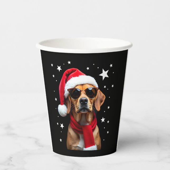 Funny Boxer Dog Christmas Lights Xmas Outfit Pajam Paper Cups (Front)