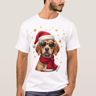 Funny Boxer Dog Christmas Lights Xmas Outfit Pajam T-Shirt